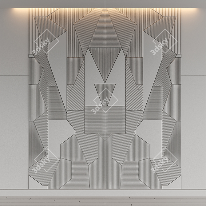 Gray Panel MDF Headboard: Stylish Wall Decor 3D model image 4