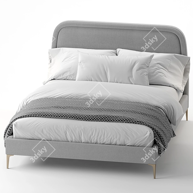 West Elm Camilla Queen Bed Metal Legs 3D model image 2