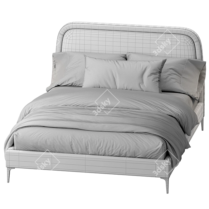 West Elm Camilla Queen Bed Metal Legs 3D model image 3