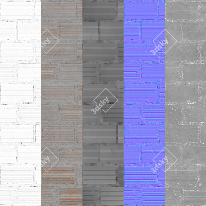 Colorful Brick Wall Blocks 3D model image 4