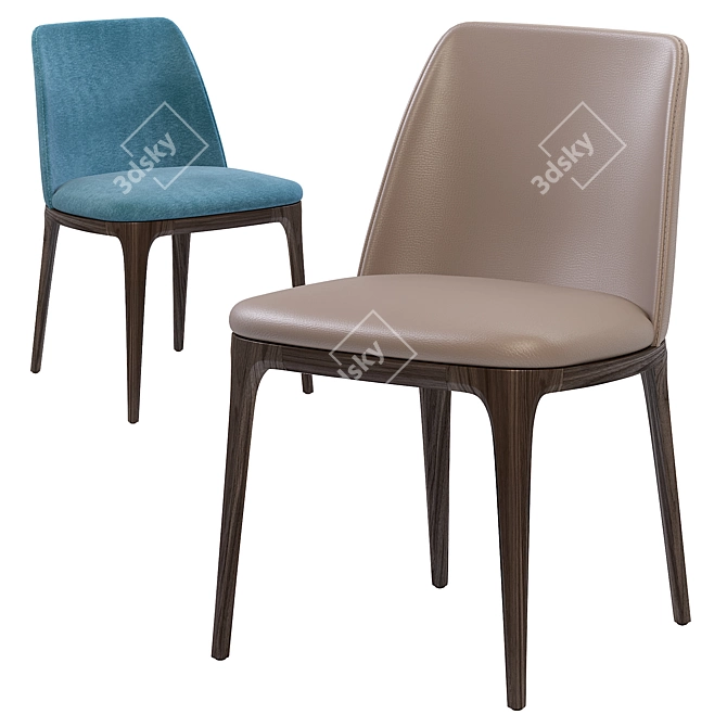 Elegant Grace Chair: Sleek Design & Solid Wood 3D model image 2