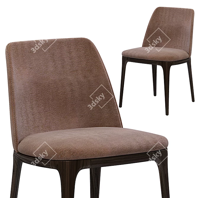 Elegant Grace Chair: Sleek Design & Solid Wood 3D model image 3