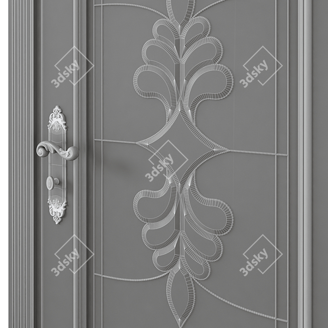 Sleek Indigo Interior Door 3D model image 6