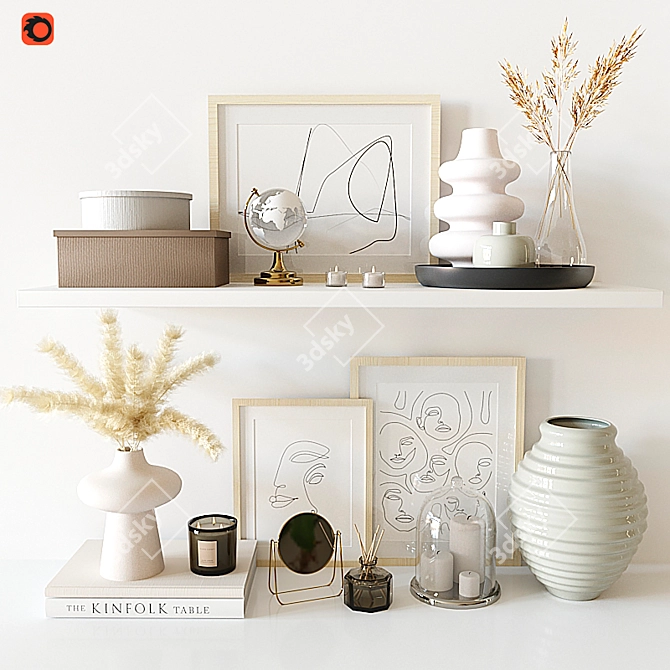 Title: Exquisite Decorative Shelf Set 3D model image 1