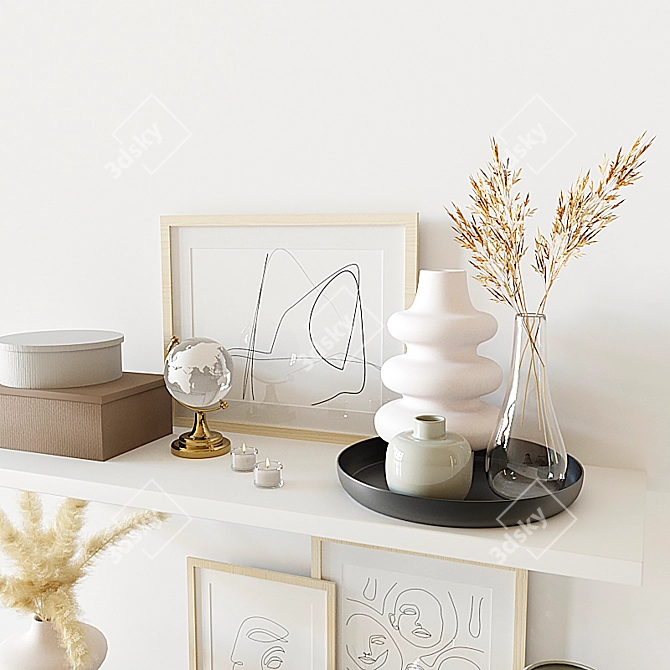 Title: Exquisite Decorative Shelf Set 3D model image 4