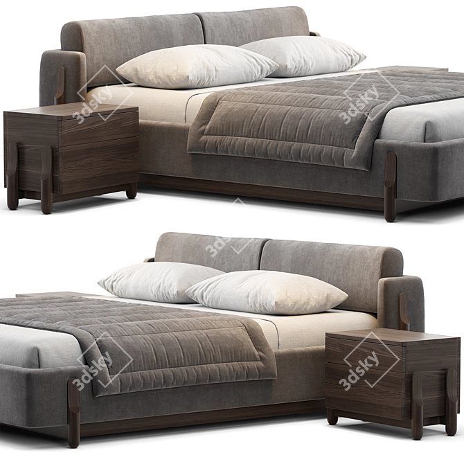 Elegant Modern Zegen Bed 3D model image 2