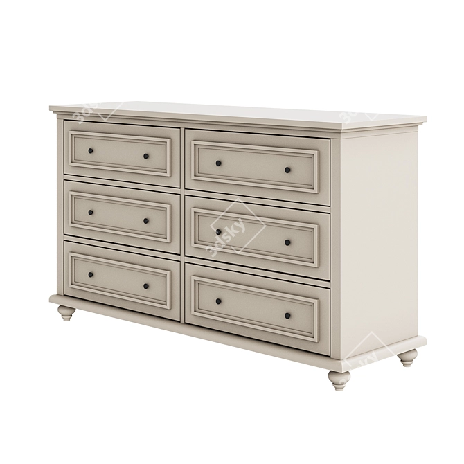 Elegant Wood Chest of Drawers 3D model image 1