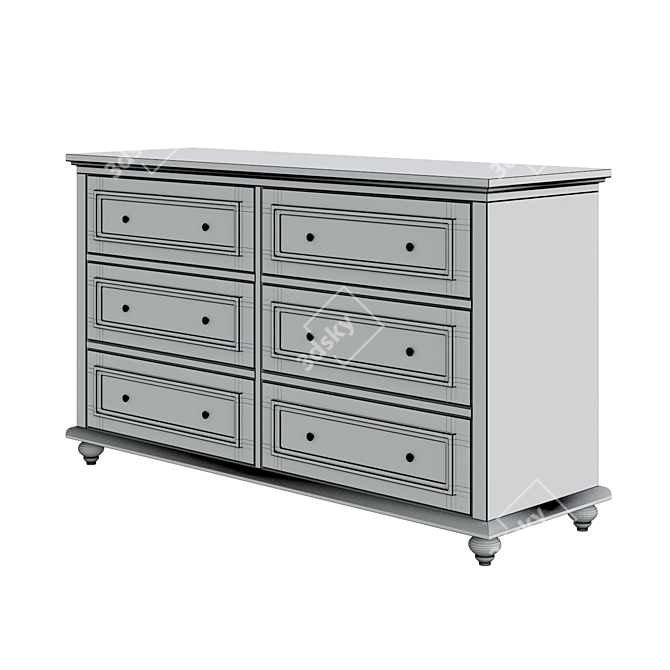 Elegant Wood Chest of Drawers 3D model image 2