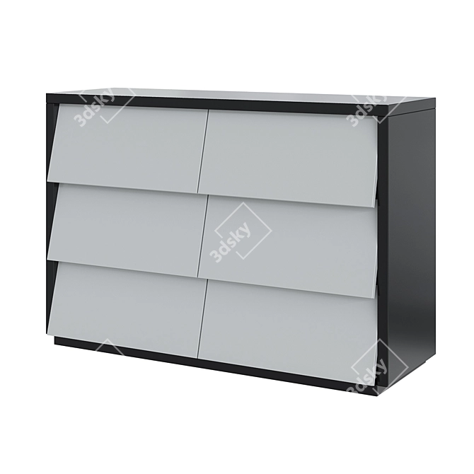 Black Bedroom Chest of Drawers with Mirror Insets 3D model image 1