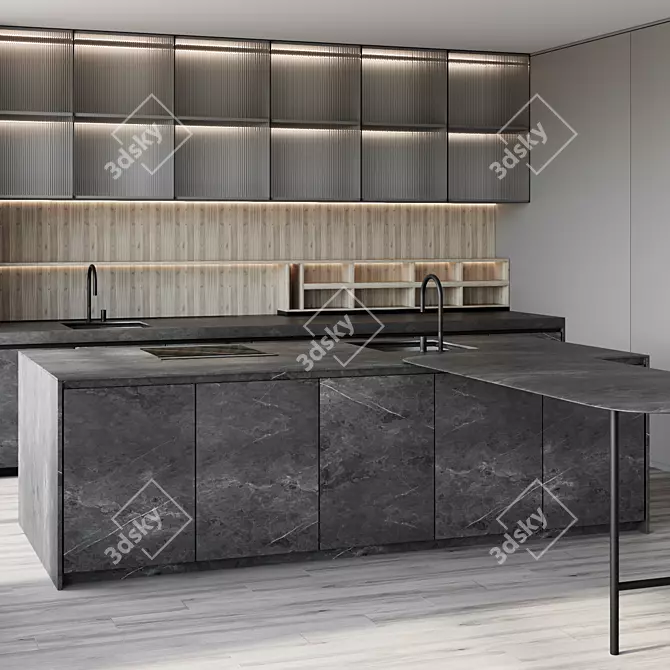 Sleek Island Kitchen Design 3D model image 2