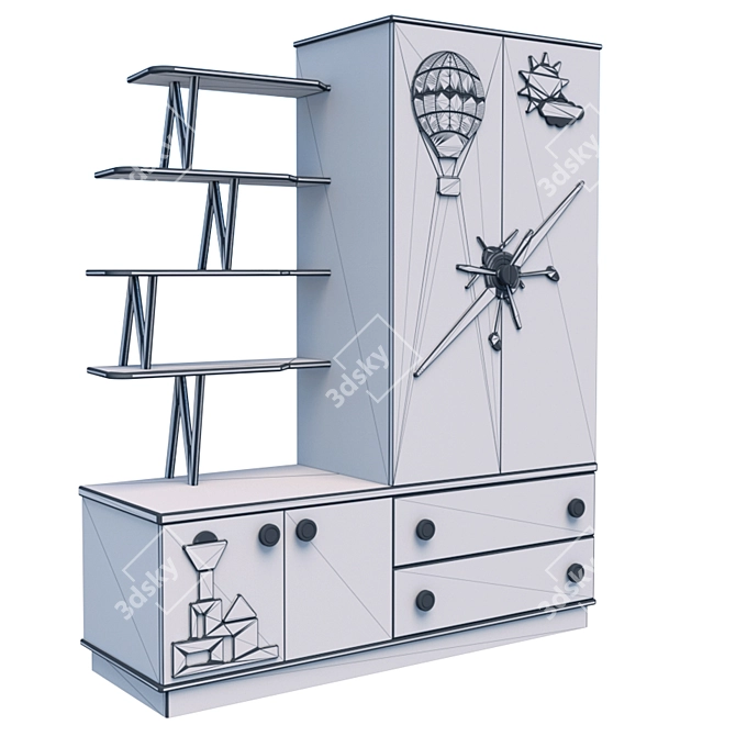 Aviator Enamel Children's Cabinet: Functional & Stylish 3D model image 4