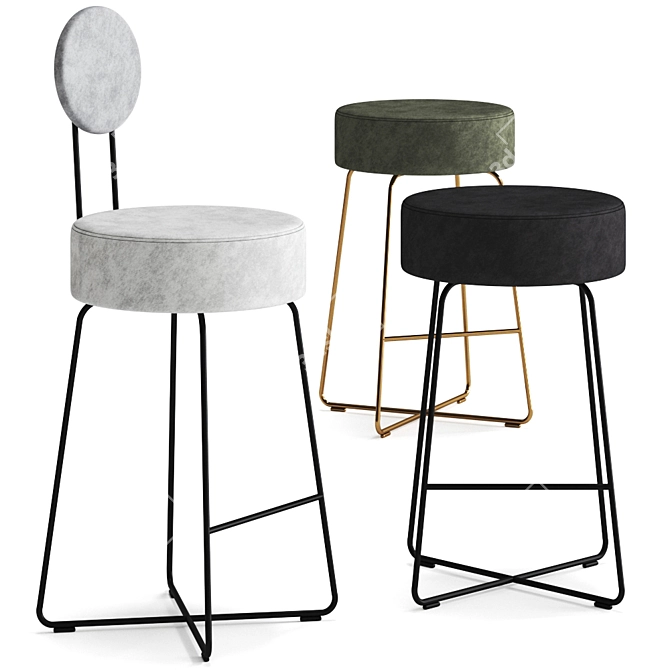 Modern Lotta Bar Stool: Sleek and Stylish 3D model image 1