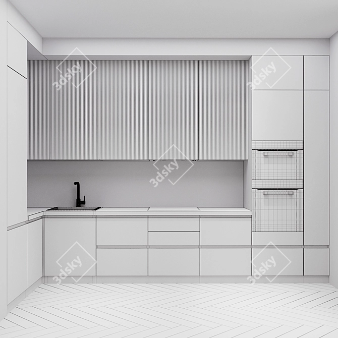 Sleek Modern Kitchen with Miele Appliances 3D model image 5