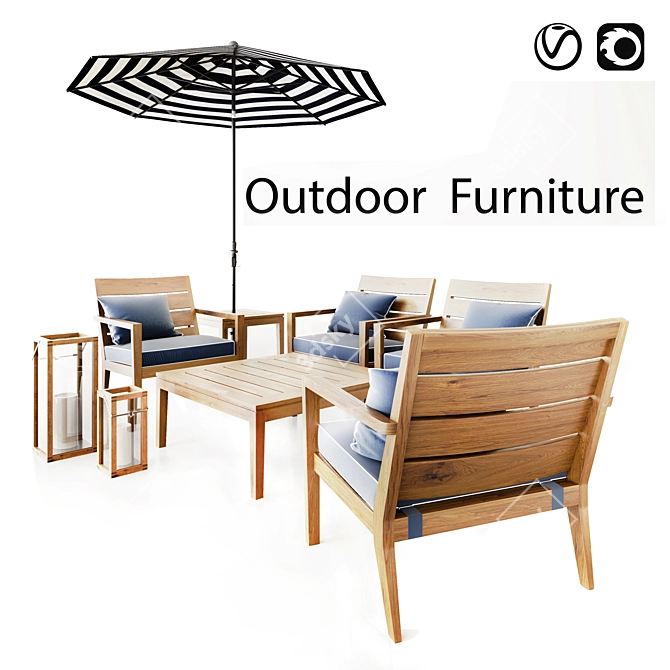 Regatta Natural Outdoor Furniture Set 3D model image 4