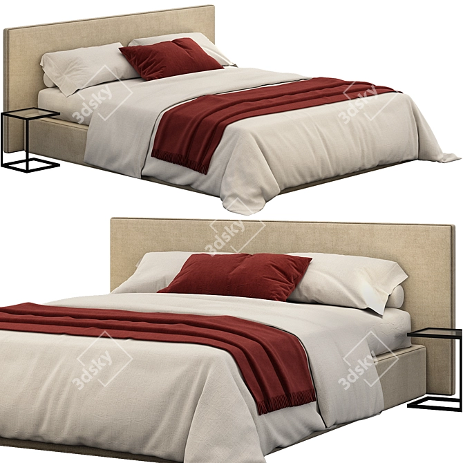 Elegant Meridiani Stone Bed 3D model image 1