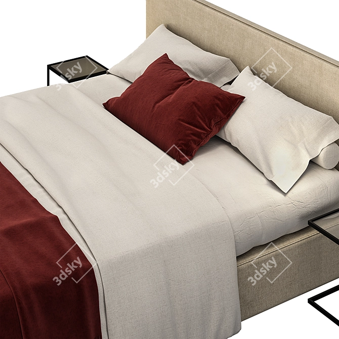 Elegant Meridiani Stone Bed 3D model image 3
