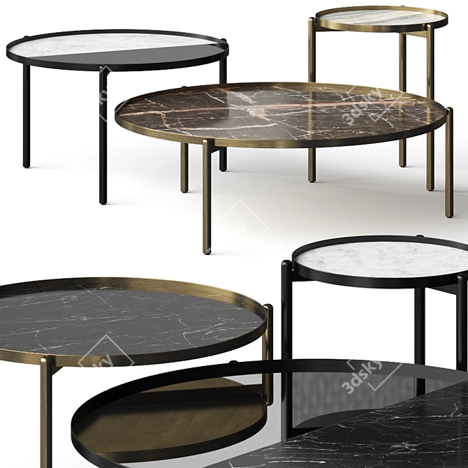 Elegant Campos Coffee Tables Set 3D model image 1