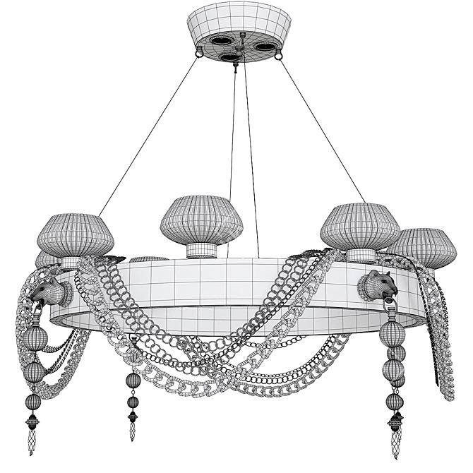 Panther Crystal Art Deco Chandelier 3D model image 4