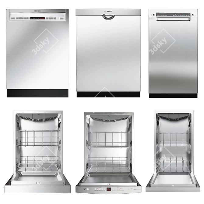 Bosch Dishwasher Collection: Sleek Stainless Steel 3D model image 1