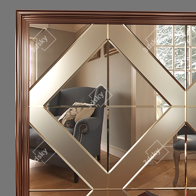 Elegant Geometric Wall Mirror 3D model image 3