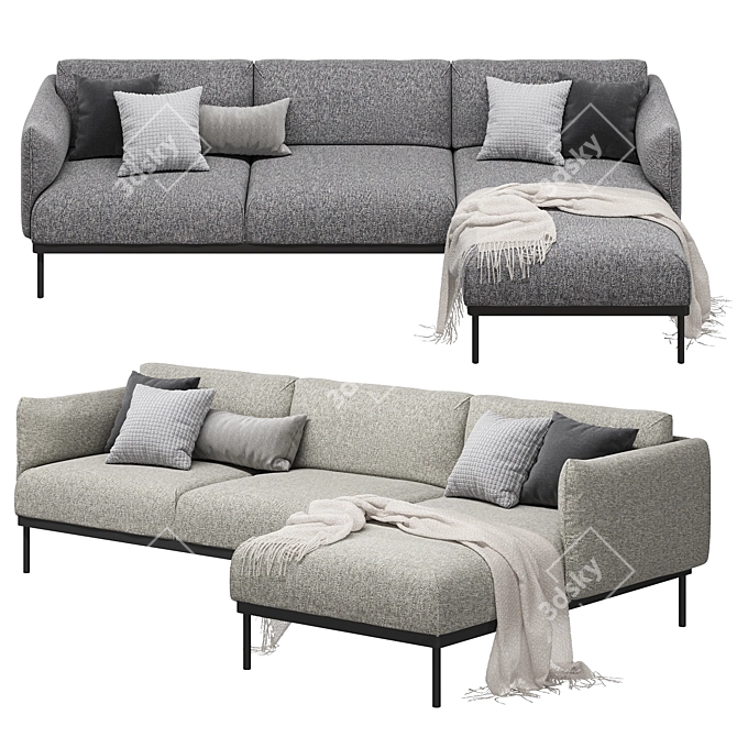 Ikea Äpplaryd 3-Seater Sofa with Chaise Longue 3D model image 1