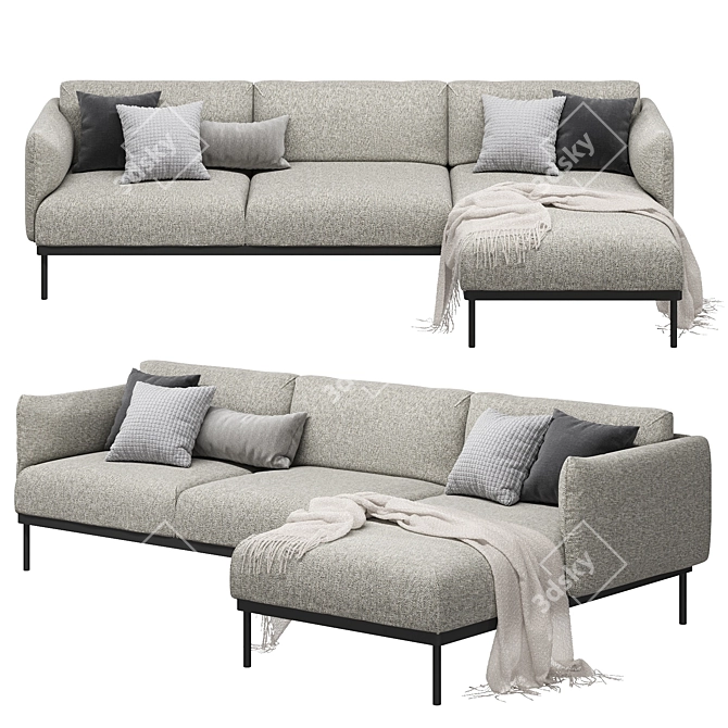 Ikea Äpplaryd 3-Seater Sofa with Chaise Longue 3D model image 2