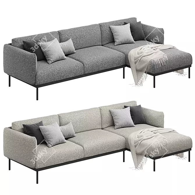 Ikea Äpplaryd 3-Seater Sofa with Chaise Longue 3D model image 6
