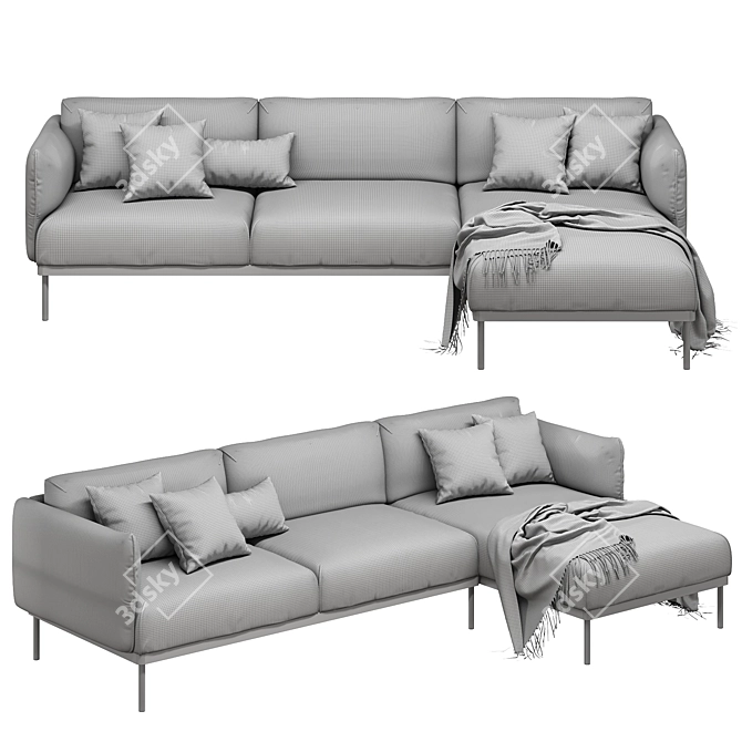 Ikea Äpplaryd 3-Seater Sofa with Chaise Longue 3D model image 7