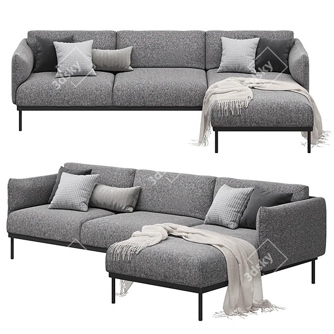 Ikea Äpplaryd 3-Seater Sofa with Chaise Longue 3D model image 8