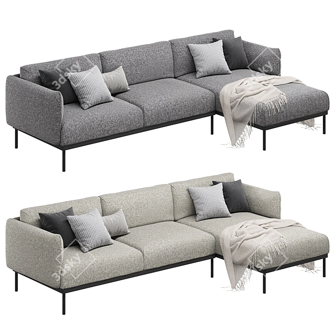 Ikea Äpplaryd 3-Seater Sofa with Chaise Longue 3D model image 9