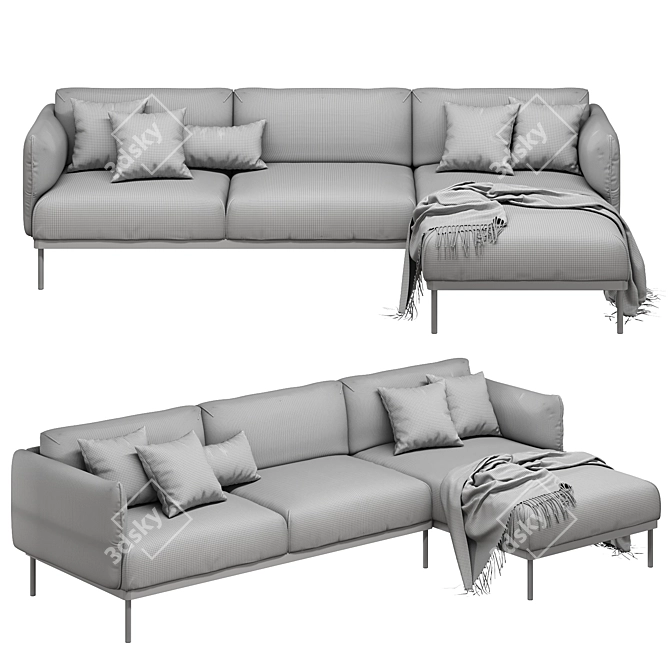 Ikea Äpplaryd 3-Seater Sofa with Chaise Longue 3D model image 12