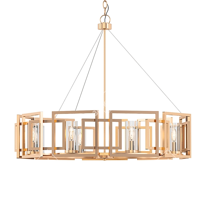 Elegant White Gold Chandelier 3D model image 1