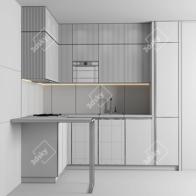 Modular Kitchen Set 3D model image 5