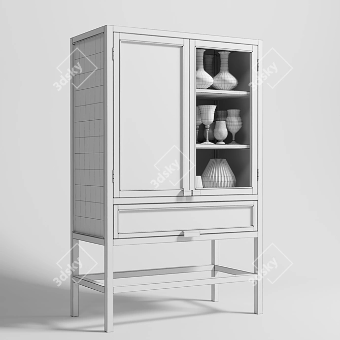 Nordal Merge Cabinet: Rattan & Metal 3D model image 5