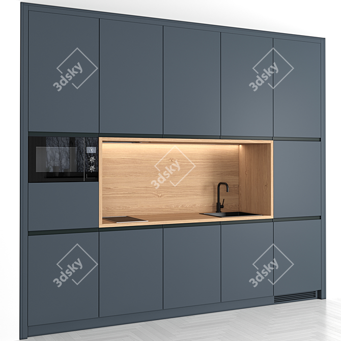 Modern Small Kitchen Set - High-Quality Render-Ready Modules 3D model image 3