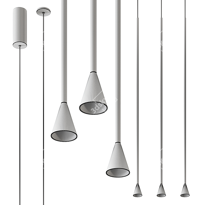 Sleek Solitaire Pendant Light 3D model image 2