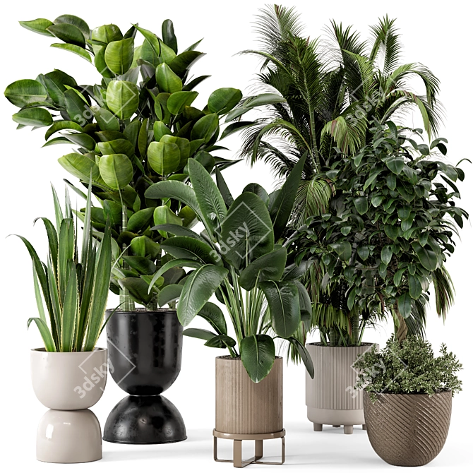 Ferm Living Bau Pot Large - Set 290: Stylish Indoor Plants 3D model image 1