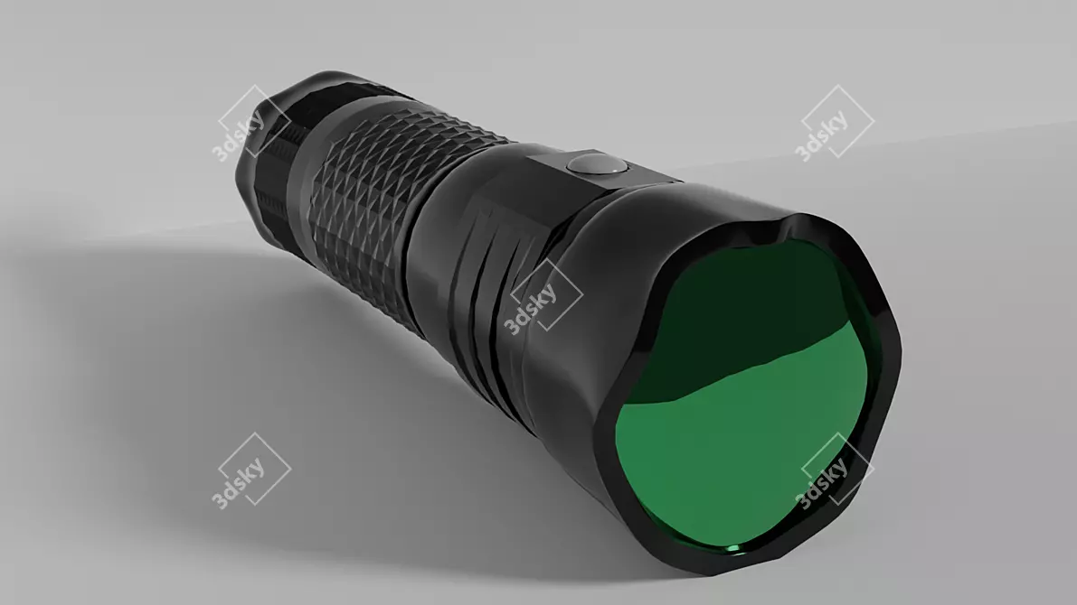 Compact Black Flashlight 3D model image 1