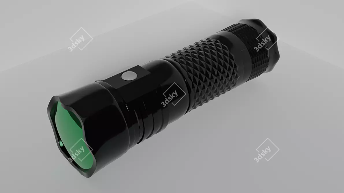 Compact Black Flashlight 3D model image 2