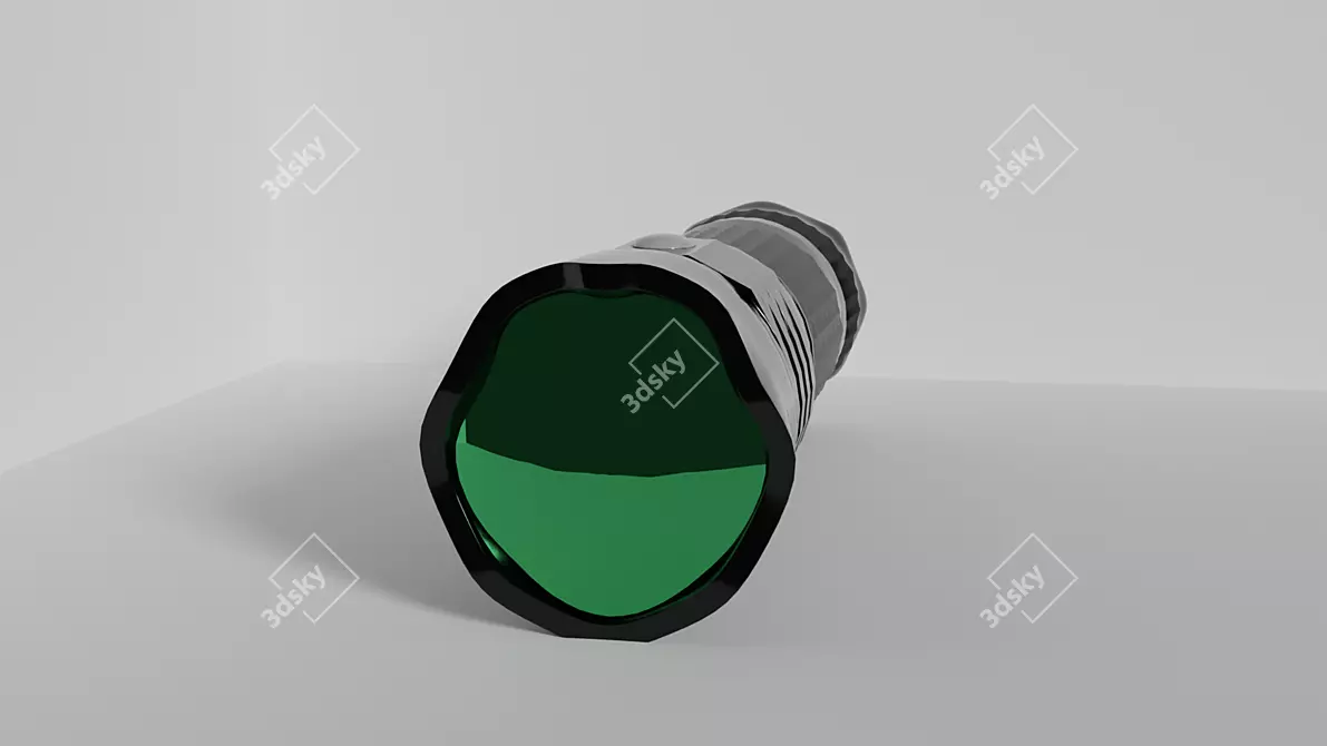 Compact Black Flashlight 3D model image 3