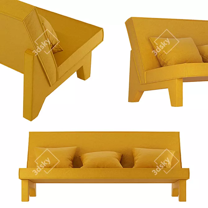 BAM! 3-Seat Sofa: Sleek and Stylish 3D model image 3