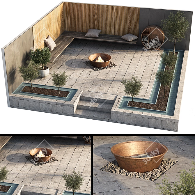 Lush Corona Backyard & Landscape 3D model image 1