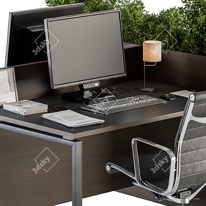 Office Greenery: Employee Black & Plant Box 3D model image 3