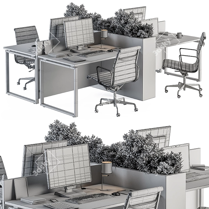 Office Greenery: Employee Black & Plant Box 3D model image 5