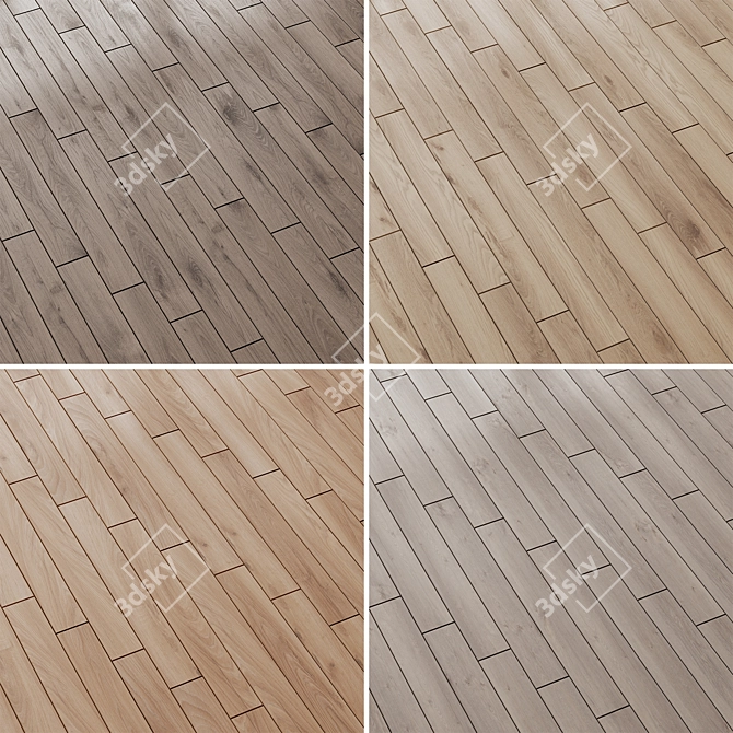 Historic Oak Wood Floor Set 3D model image 2