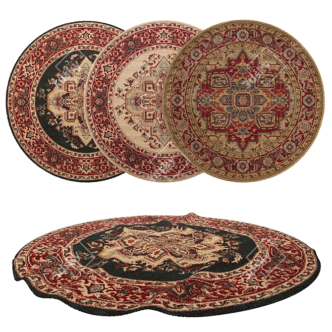 Versatile Round Rugs Set 3D model image 1