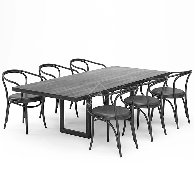 Modern Pearl Dining Table Set 3D model image 1