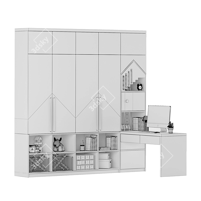 Sleek & Spacious Kids Wardrobe 3D model image 3