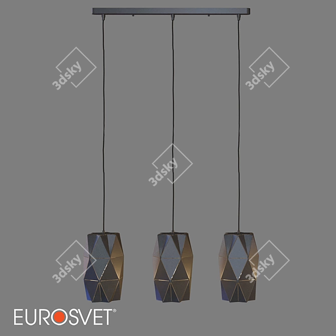 Reprise Pendant Light: Eurosvet 50145/3 - Black & White Metallic 3D model image 2