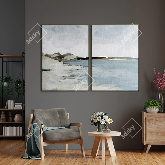 Elegant Interior Framed Set 3D model image 4